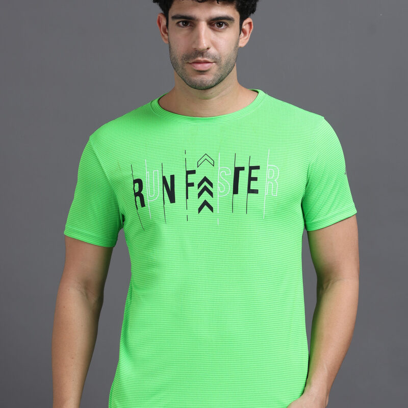 EYAS Men's Active Tee – Breathable Printed T-Shirt (Neon Green)
