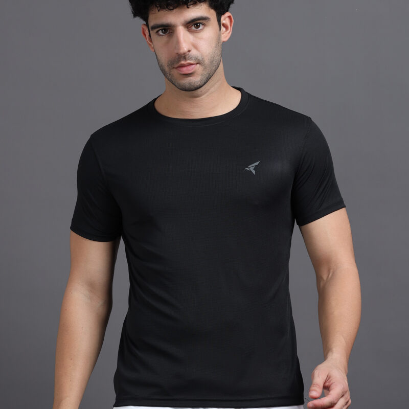 EYAS Men's Active Tee – Breathable Printed T-Shirt (Black)