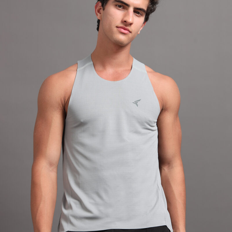 EYAS Men's Endurance Running Tank – Seamless Comfort & Speed (Light Grey)